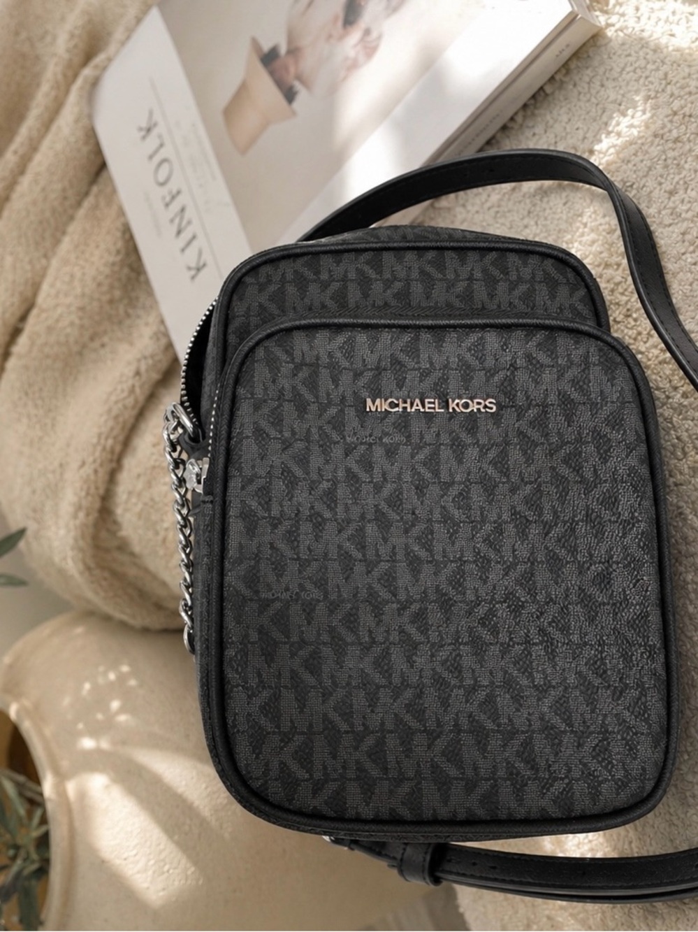 Michael Kors Black Logo Jacquard Crossbody Bag